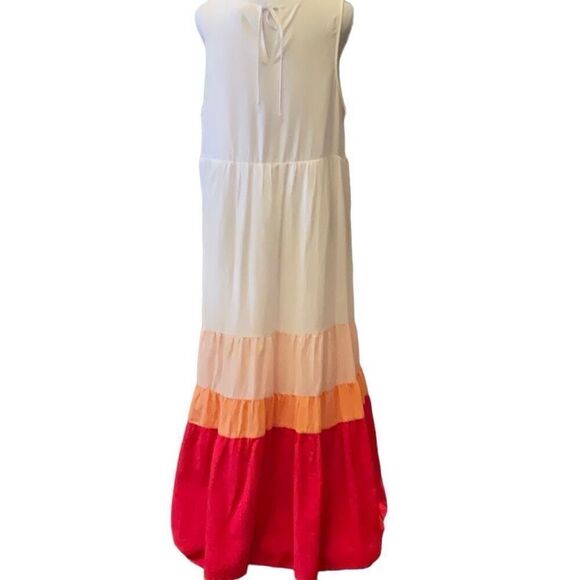 Ava & Viv Colorblock Maxi Dress - White, Orange, Red - Picture 8 of 16
